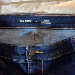 Dark navy blue skinny jeans . Work once size 18